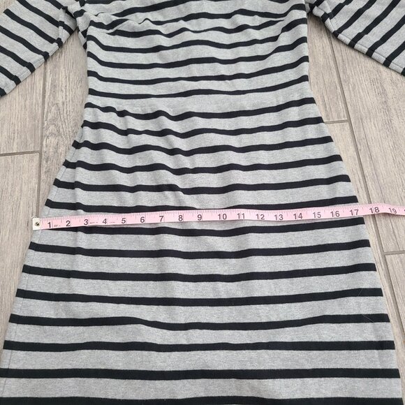 Old Navy Gray & Black Striped 3/4 Sleeve Knit Dress Size Women’s Small - Picture 8 of 11